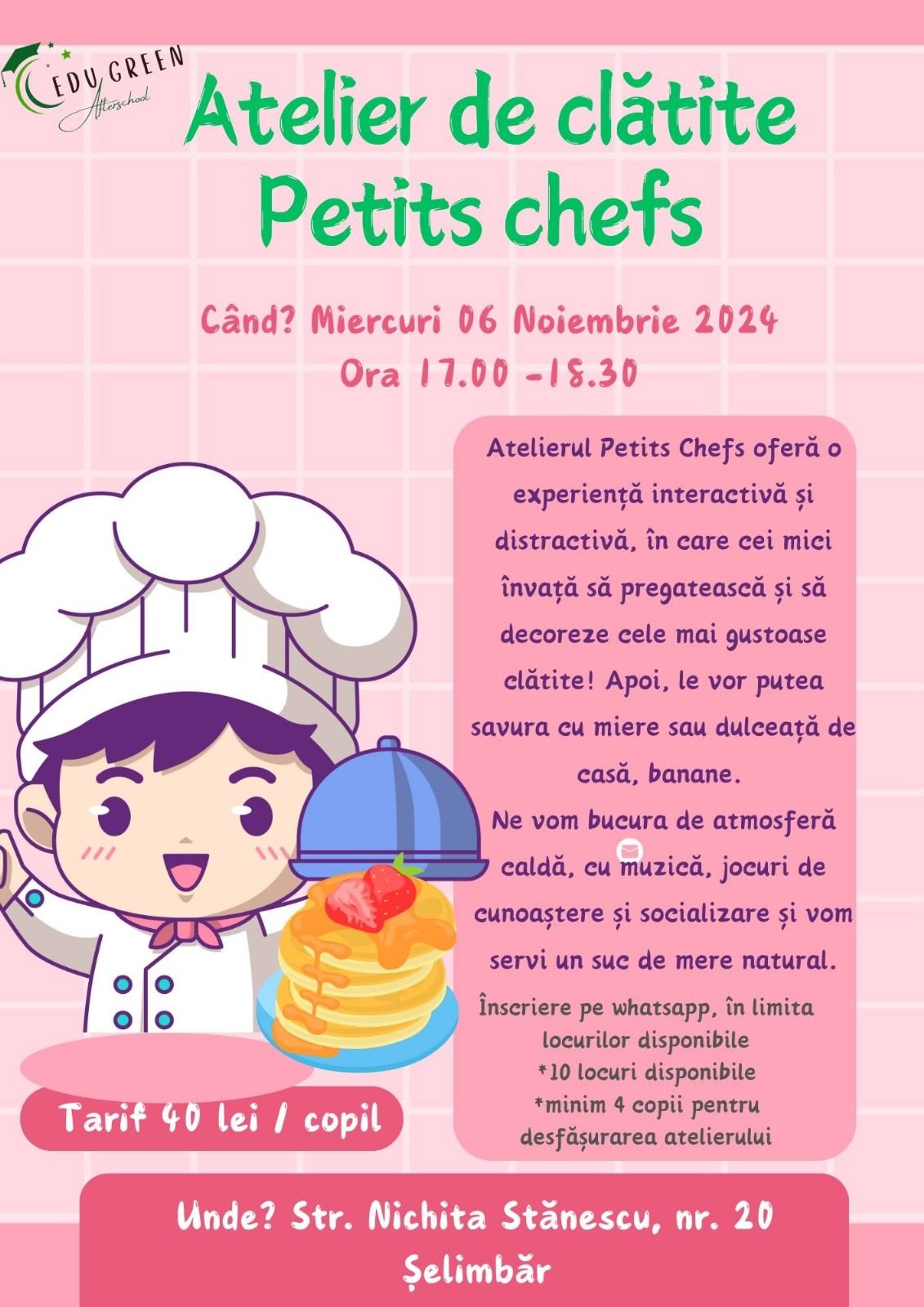 Edugreen eveniment atelier clatite petits chefs